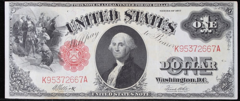 1917 $1 Large Size Legal Tender Note Grades Choice AU Signatures Elliott/White - 2