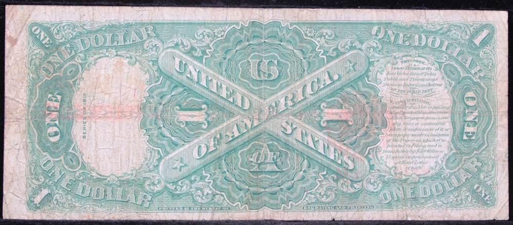 1917 $1 Large Size Legal Tender Note Grades vf+ Signatures Speelman/White - 3
