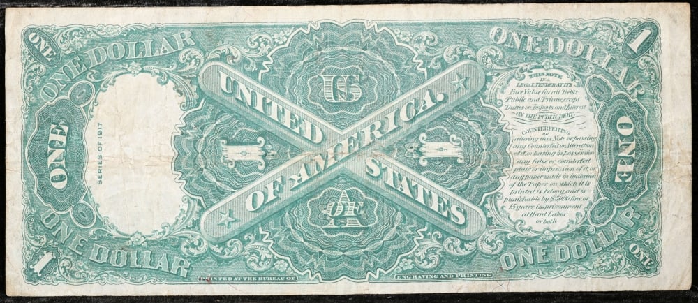 1917 $1 Large Size Legal Tender Note Grades vf+ Signatures Speelman/White - 3