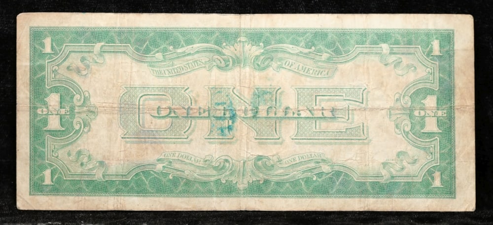 1928D $1 Blue Seal Silver Certificate "Funnyback" Key To Series Grades vf+ - 3