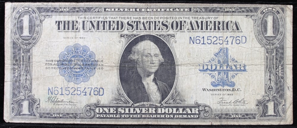 1923 $1 large size Silver Certificate Grades vf+ Signatures Speelman/White - 2