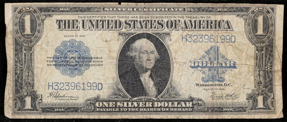 1923 $1 large size Silver Certificate Grades vf+ Signatures Speelman/White - 2
