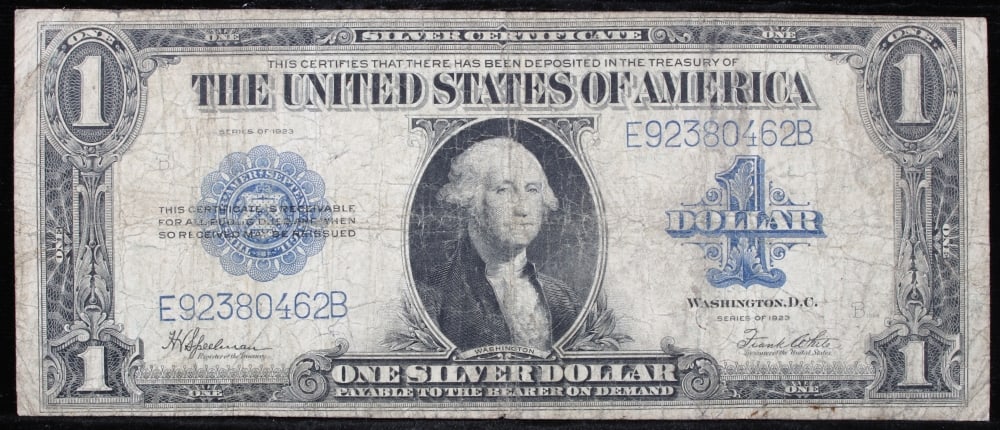 1923 $1 large size Silver Certificate Grades vf+ Signatures Speelman/White - 2