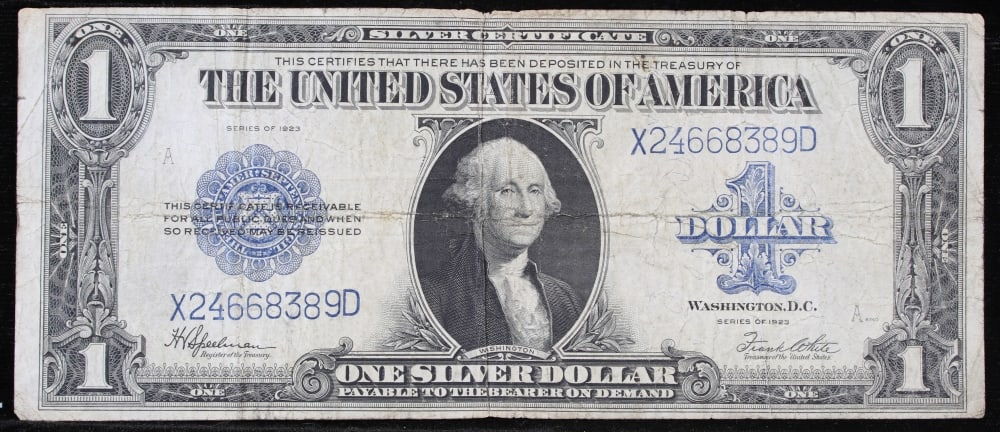 1923 $1 large size Silver Certificate Grades vf++ Signatures Speelman/White - 2