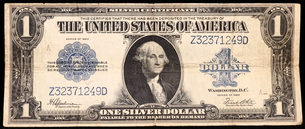 1923 $1 large size Silver Certificate Grades vf++ Signatures Speelman/White - 2