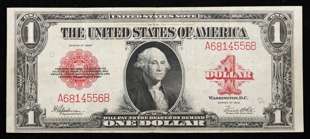 1923 $1 United States Note Grades Select AU Signatures Speelman/White - 2