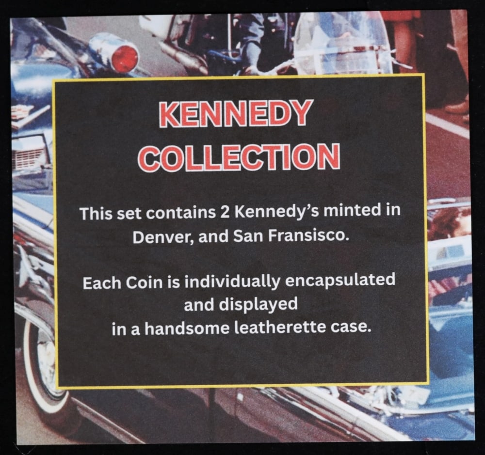 Complete 3 PC. 1983 Kennedy Half Dollar 50c set In Custom Box W/ Special Backer Card BU & Proof C... - 7