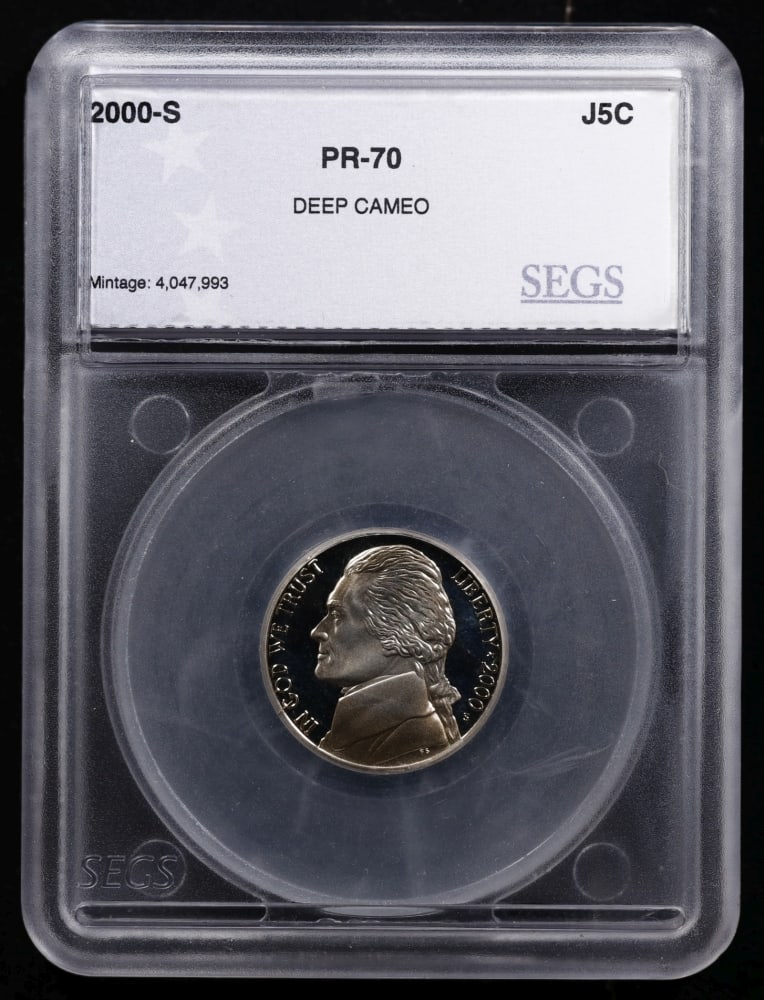 2000 US Silver Proof Set Graded pr70 DCAM By SEGS about 1.5 oz of pure silver 10 Coins - 3