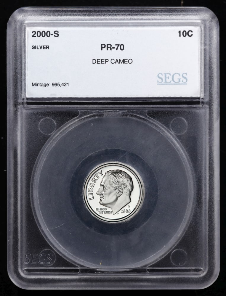 2000 US Silver Proof Set Graded pr70 DCAM By SEGS about 1.5 oz of pure silver 10 Coins - 4