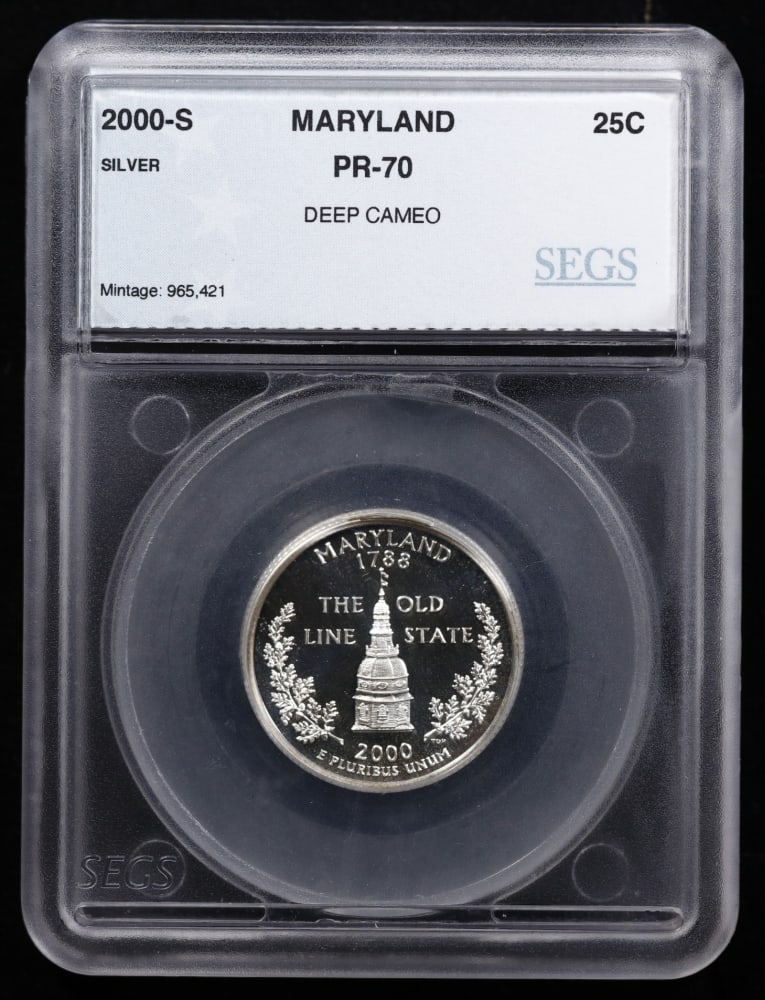 2000 US Silver Proof Set Graded pr70 DCAM By SEGS about 1.5 oz of pure silver 10 Coins - 5
