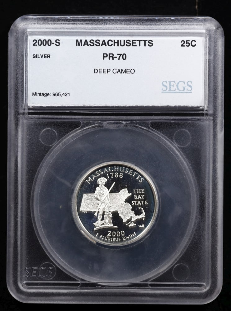 2000 US Silver Proof Set Graded pr70 DCAM By SEGS about 1.5 oz of pure silver 10 Coins - 6