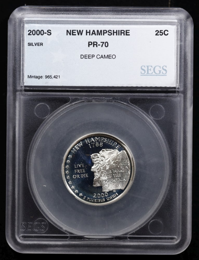 2000 US Silver Proof Set Graded pr70 DCAM By SEGS about 1.5 oz of pure silver 10 Coins - 7