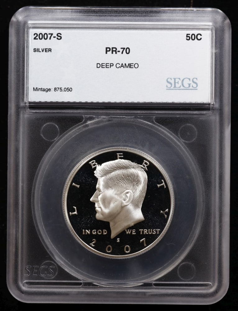 2007 US Silver Proof Set Graded pr70 DCAM By SEGS about 1.5 oz of pure silver 14 Coins - 10