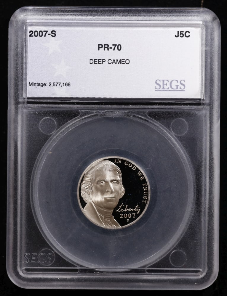 2007 US Silver Proof Set Graded pr70 DCAM By SEGS about 1.5 oz of pure silver 14 Coins - 3