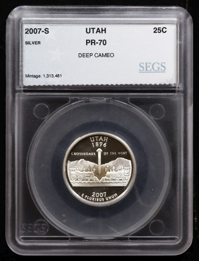 2007 US Silver Proof Set Graded pr70 DCAM By SEGS about 1.5 oz of pure silver 14 Coins - 7