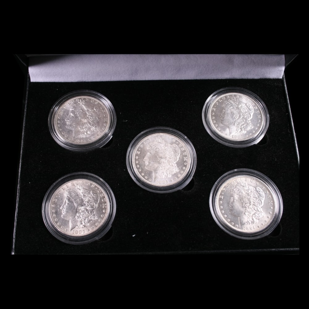 5x Coin New Orleans MORGAN Set 1881-o Through 1885-o ALL UNC, 5 Morgan Dollars - 2