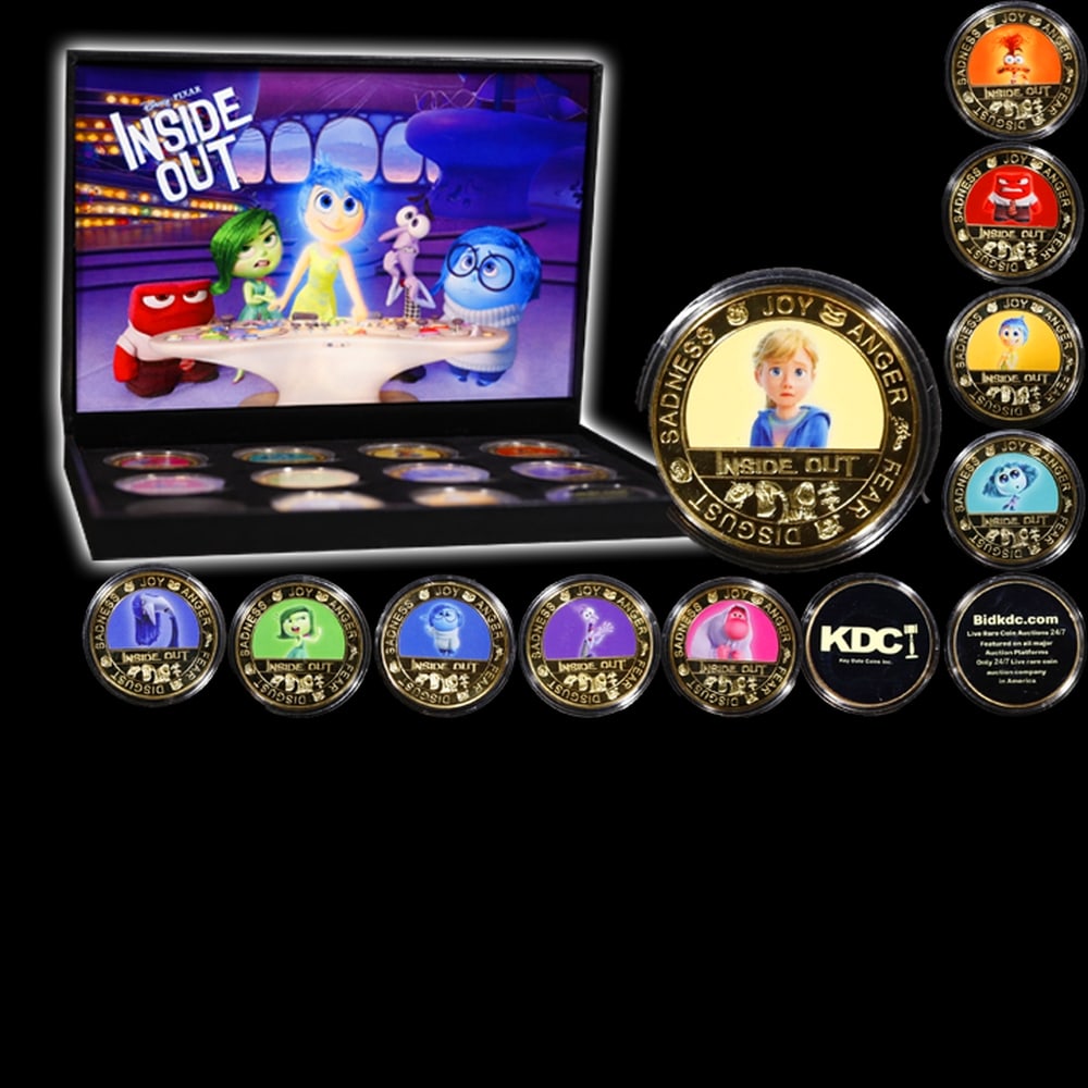 10 Coin Disney Pixar Inside Out Gold Plated Round Collection - 3