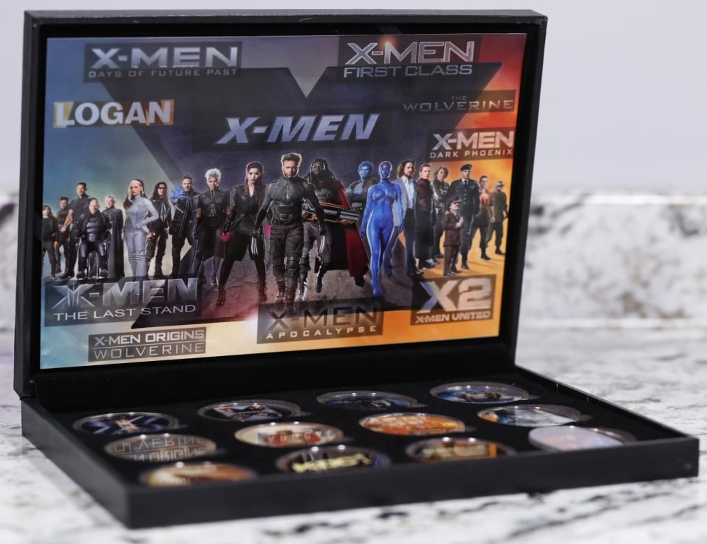 12 Coin Complete X-Men Movie Gold Plated Round Collection In Custom Box W/ Special Backer Card - 2