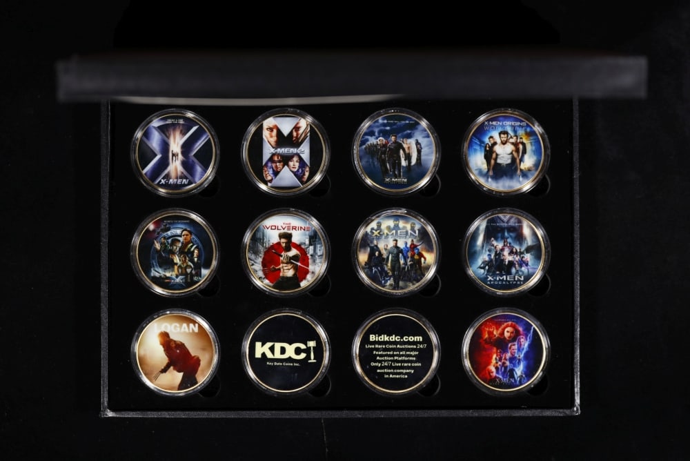 12 Coin Complete X-Men Movie Gold Plated Round Collection In Custom Box W/ Special Backer Card - 3