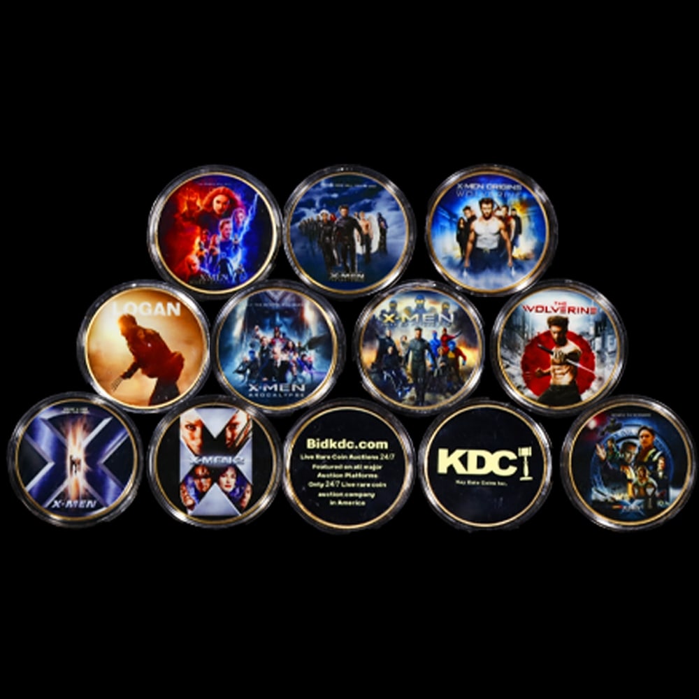 12 Coin Complete X-Men Movie Gold Plated Round Collection In Custom Box W/ Special Backer Card - 4
