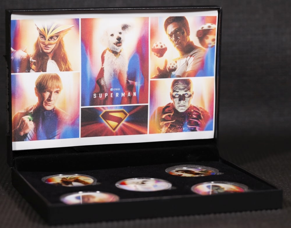 6 Coin James Gunn Superman Gold Plated Round Collection In Custom Box W/ Special Backer card - 2