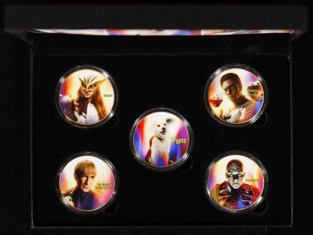 6 Coin James Gunn Superman Gold Plated Round Collection In Custom Box W/ Special Backer card - 3