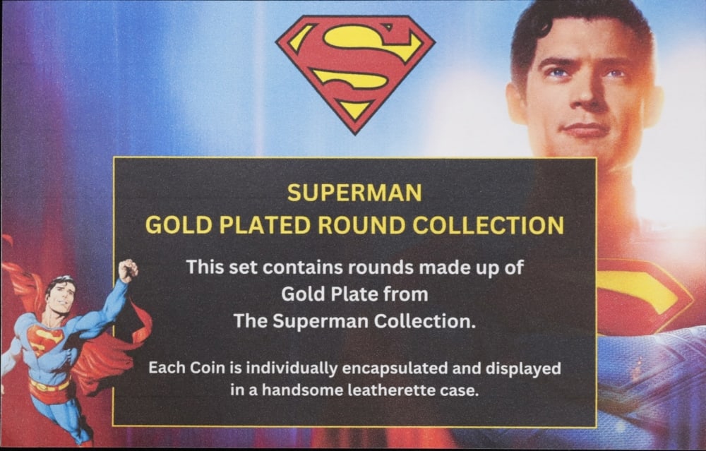 6 Coin James Gunn Superman Gold Plated Round Collection In Custom Box W/ Special Backer card - 7