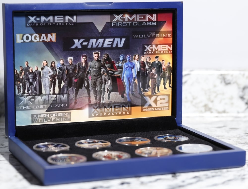 Limited Edition 8 Coin X-men Movie Gold Plated Collection In Custom WOODEN Box W/ Special Backer ... - 2