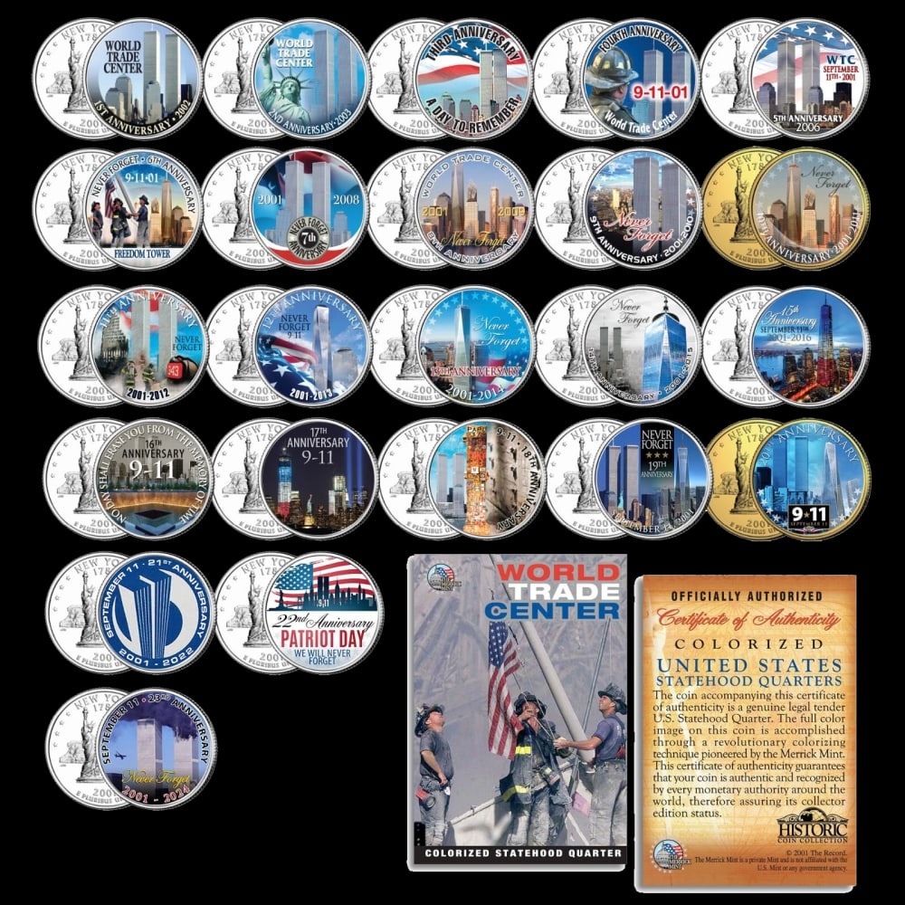 23 Pc Set 9/11 Memorial Anniversary Colorized NY State Quarters Other Toy - 2