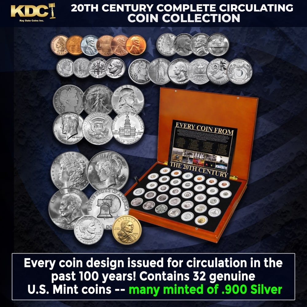 20th Century Complete Circulating Coin Collection Other Toy: 20th Century Complete Circulating Coin Collection. Own every coin design issued for circulation (gold coins are not included) in the past 100 years! This extraordinary display of coinage history