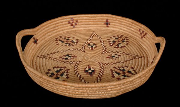 Salish Handled Basketry Tray with Star Design 14" W - 3