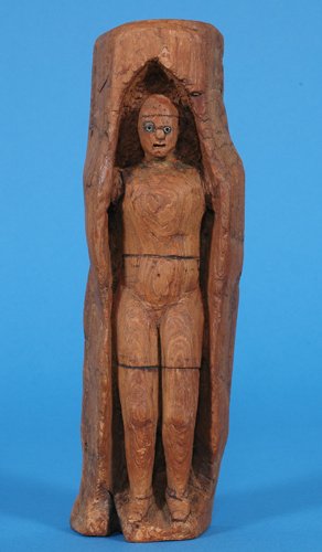 Northwest Coast Carved Human Figure with Bead Eyes 