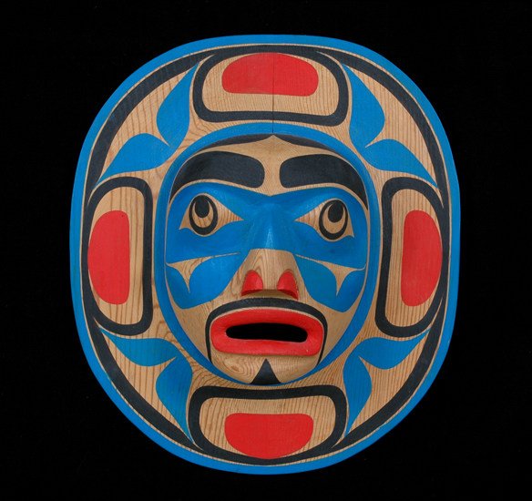 Kwag-uilth Moon Mask by Gene Brabant 11 1/4" H. 10"
