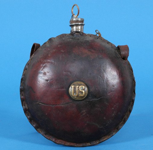 U.S.A. Eleventh Cavalry Leather Covered Canteen ca.