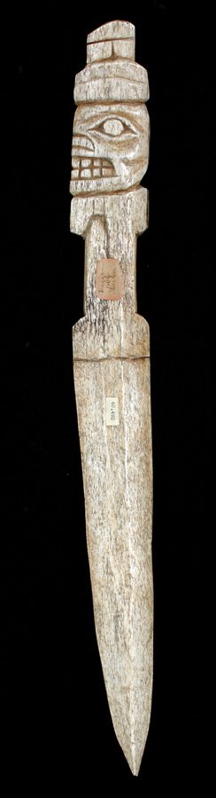 Tlingit Carved Bone Dagger 19 7/8" L. 2" W. Fine C - 3