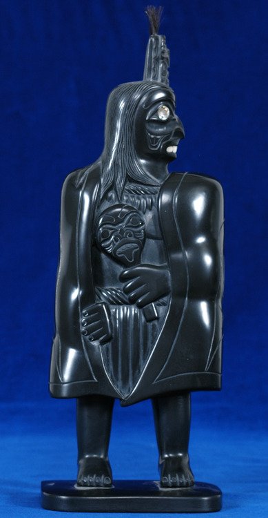 Haida Argillite Shaman with Abalone Eyes by Glen P