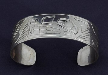 Silver Wolf Bracelet Signed JTC 6 1/8" L. 3/4" W.