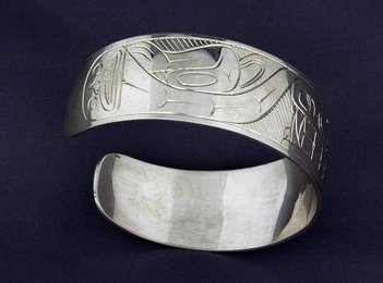 Silver Wolf Bracelet Signed JTC 6 1/8" L. 3/4" W. - 2