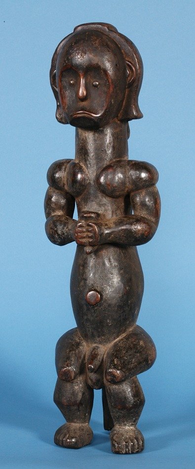 Carved Gabon Fertility Figure, Fang Tribe, Collect: Carved Gabon Fertility Figure, Fang Tribe, Collected by Peace Corp Worker Early 1960's Fine Patina, Ex: Denver Private Collection 22 1/2" H. Good Condition