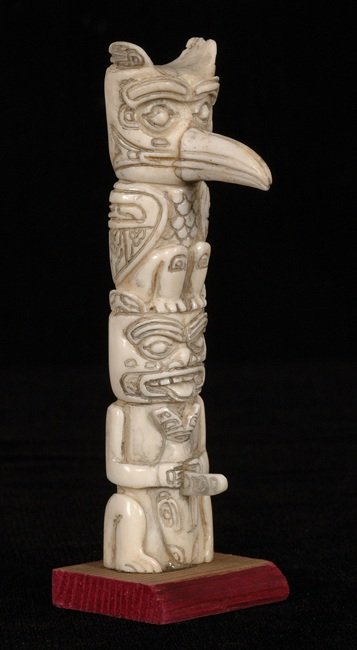 Carved Antler Totem 5 1/2" H. Good Condition with: Carved Antler Totem 5 1/2" H. Good Condition with Minor Loss To Right Ear