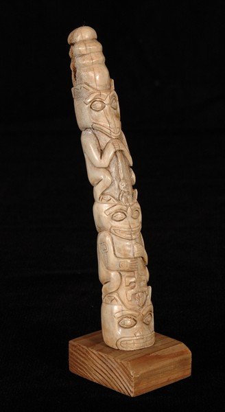 Carved Antler Totem 7" L. Good Condition : Carved Antler Totem 7" L. Good Condition