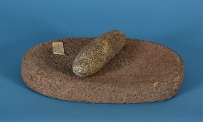 Stone Metate and Mano From Northeast California 14: Stone Metate and Mano From Northeast California 14 1/2" L. 9" W. WILL NOT SHIP