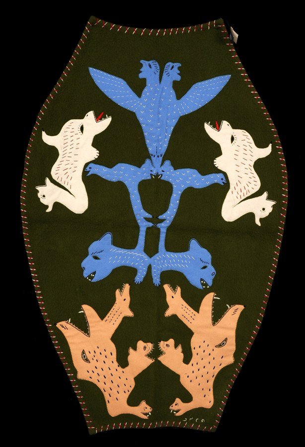 Applique Wall Hanging of Spirits by Allurd -Rankin: Applique Wall Hanging of Spirits by Allurd -Rankin Inlet 33"x 51" Good Condition