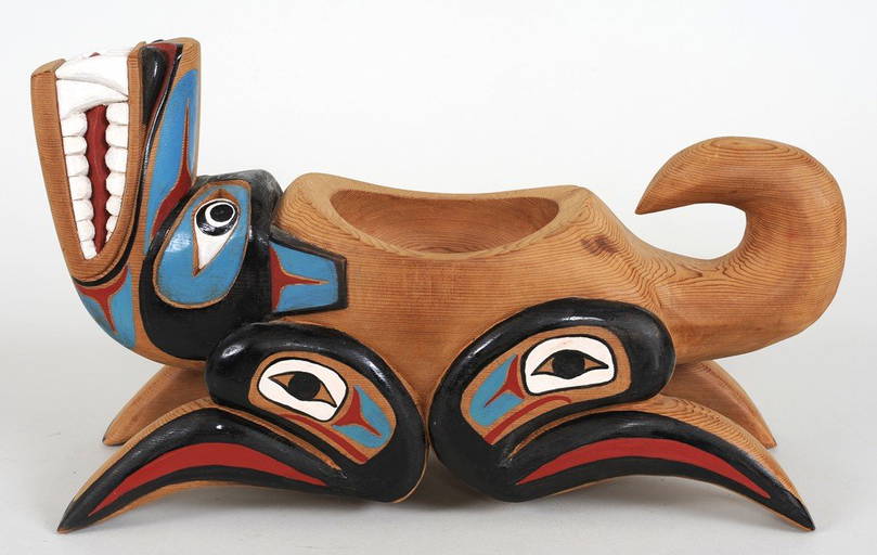 Northwest Coast Wolf Bowl Carved By Corky Baines '88