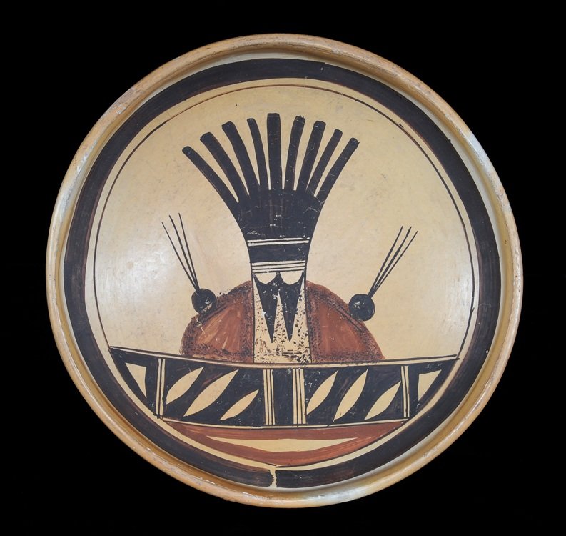 Hopi Pottery Bowl with Painted Design ca. 1920's 9" D.: Hopi Pottery Bowl with Painted Design ca. 1920's 9" D. 2" H. Good Condition