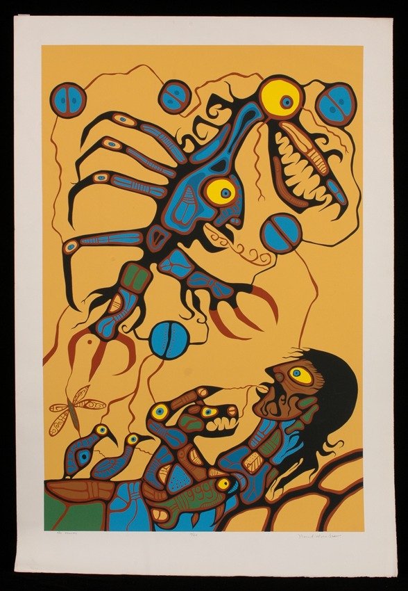 Norval Morrisseau Silkscreen "The Visionary" 14/62 31: Norval Morrisseau Silkscreen "The Visionary" 14/62 31 1/2"x 45 1/2" Good Condition