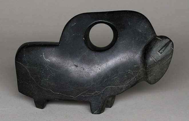 Inuit Minimalistic Transformation Sculpture - Signed In: Inuit Minimalistic Transformation Sculpture - Signed In Syllabic - John Spangler Estate 1983 6 3/4" L. 4" H. Good Condition