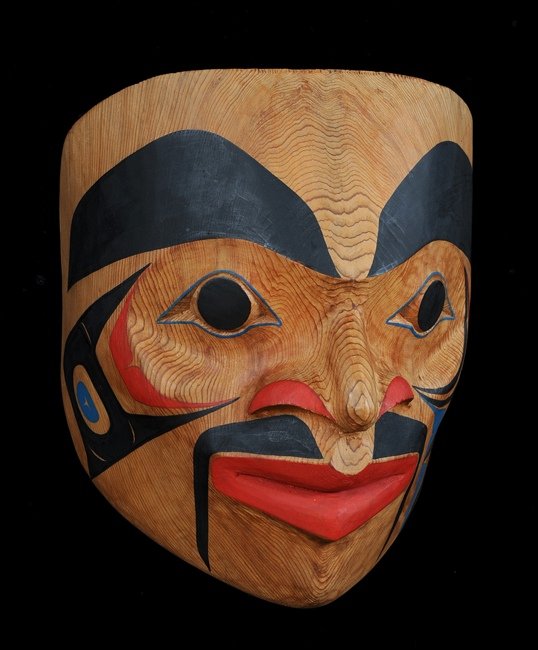 Coast Salish Portrait Mask Carved by Tom La Fortune 9: Coast Salish Portrait Mask Carved by Tom La Fortune 9 3/4" H. 7 3/4" W. Good Condition