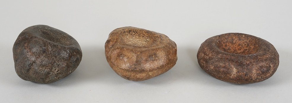 Three Figural Stone Bowls 3 3/4" W. - 4" W. - Phil: Three Figural Stone Bowls 3 3/4" W. - 4" W. - Phil Thiemer Collection