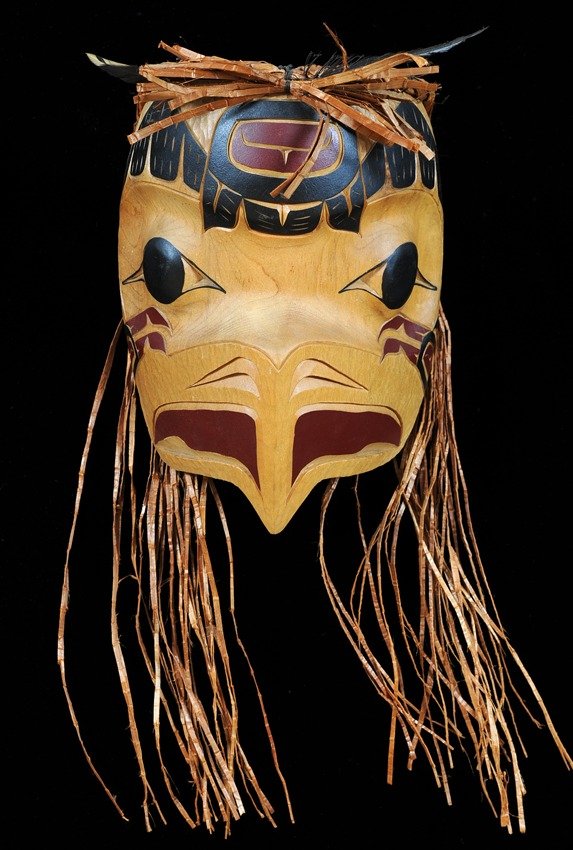 Haisla Eagle Mask Carved by Brad Starr 9 1/2" H. 6 3/4": Haisla Eagle Mask Carved by Brad Starr 9 1/2" H. 6 3/4" W. Good Condition